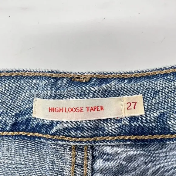 Levi's Premium Jeans Size‎ 27 High Loose Taper Light Wash Denim Blue Distressed