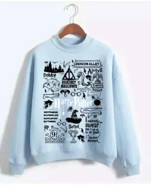 LIGHT BLUE HARRY POTTER SWEATSHIRT FOR womens
