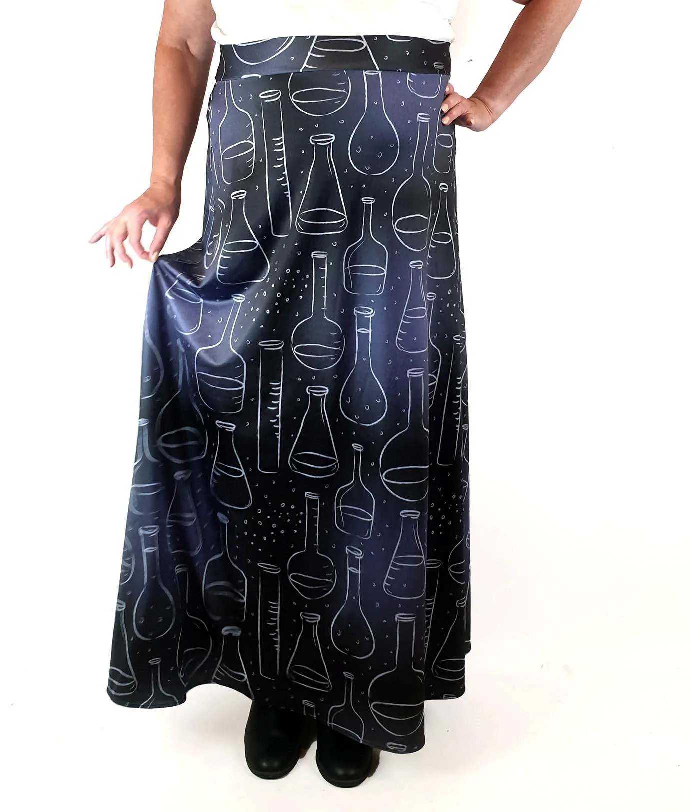 Living Dead maxi skirt with science beaker print size 2XL