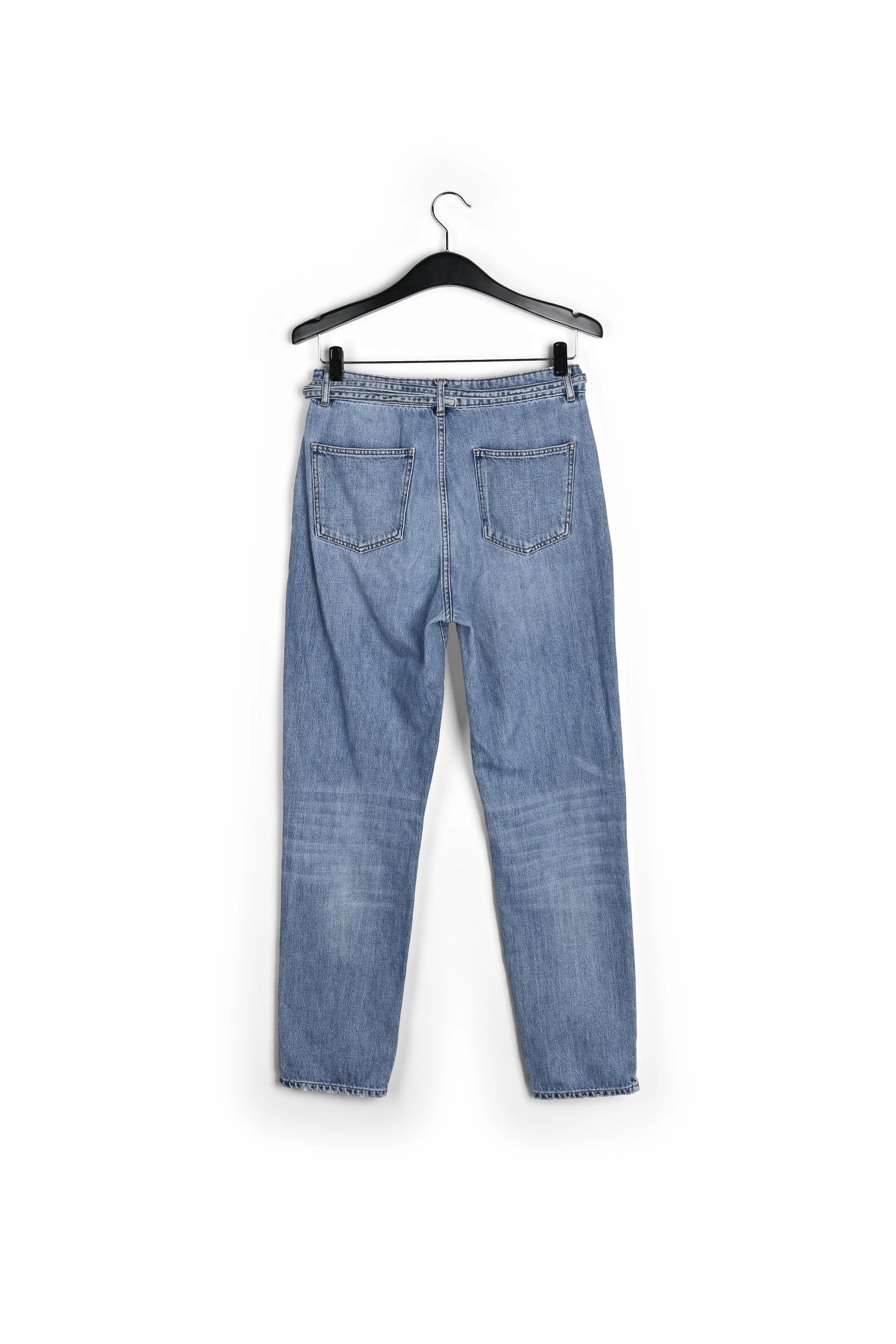 Loose-fit distressed blue jeans