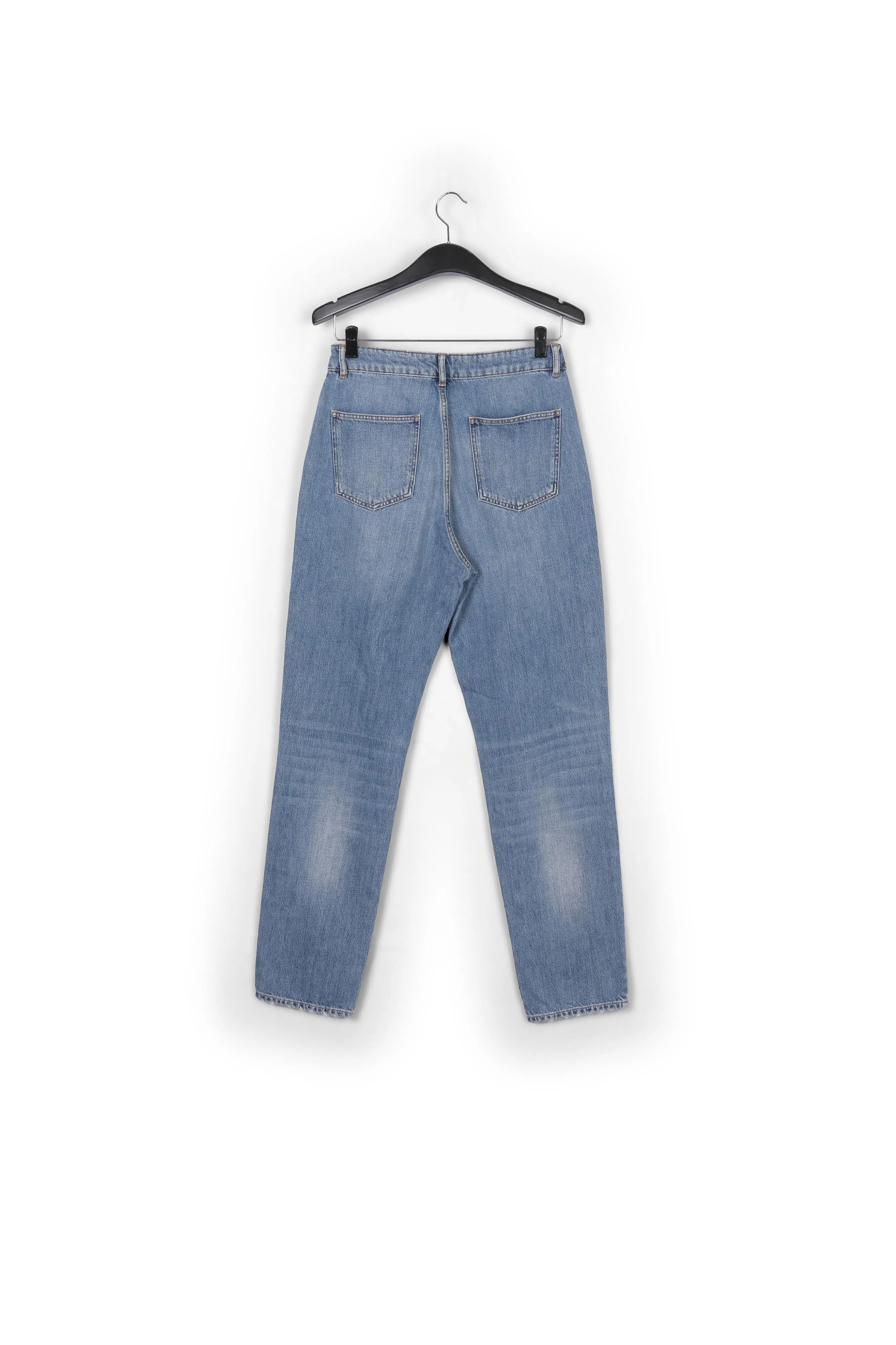 Loose-fit distressed blue jeans