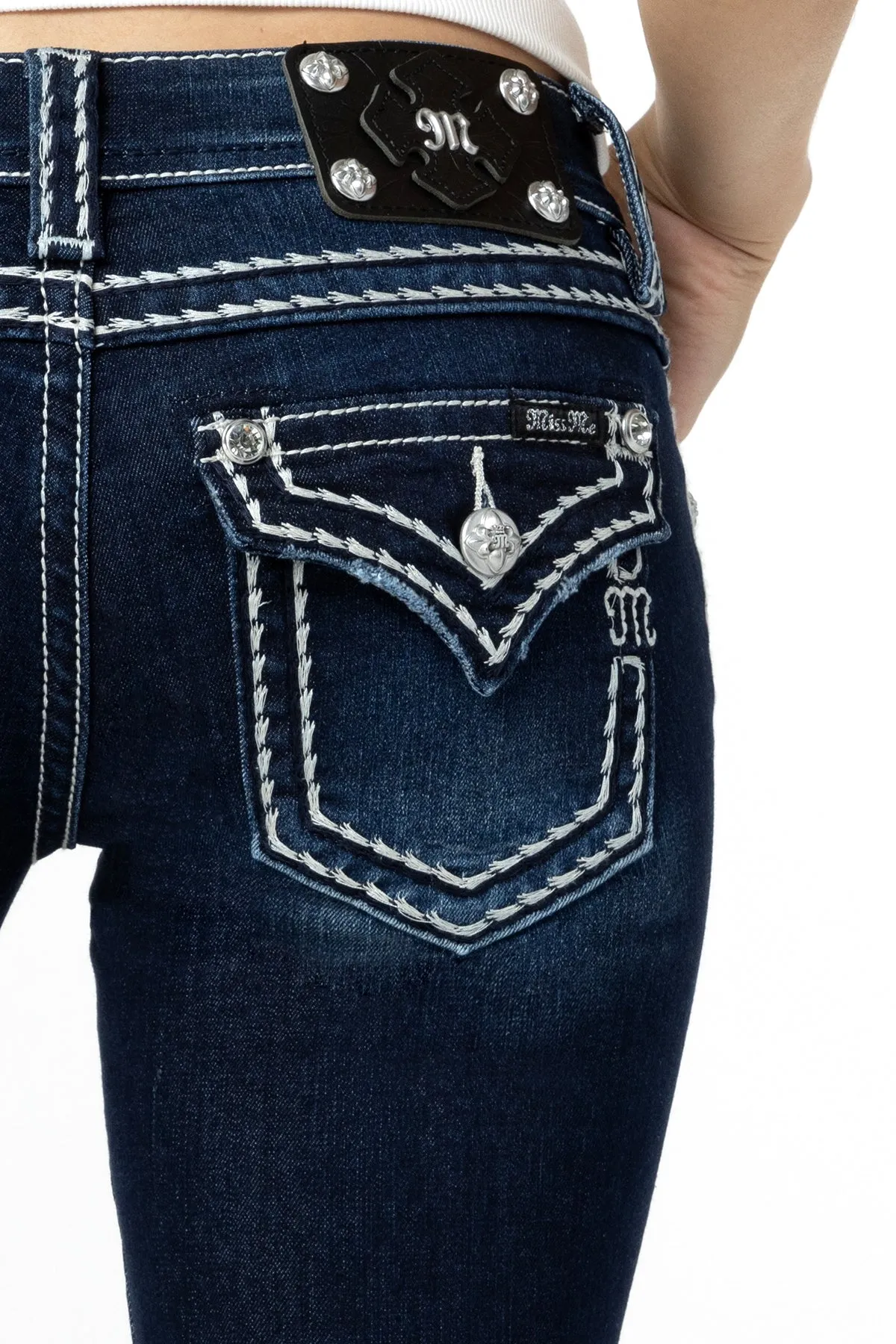 Loose Saddle Stitch Border Skinny Jeans