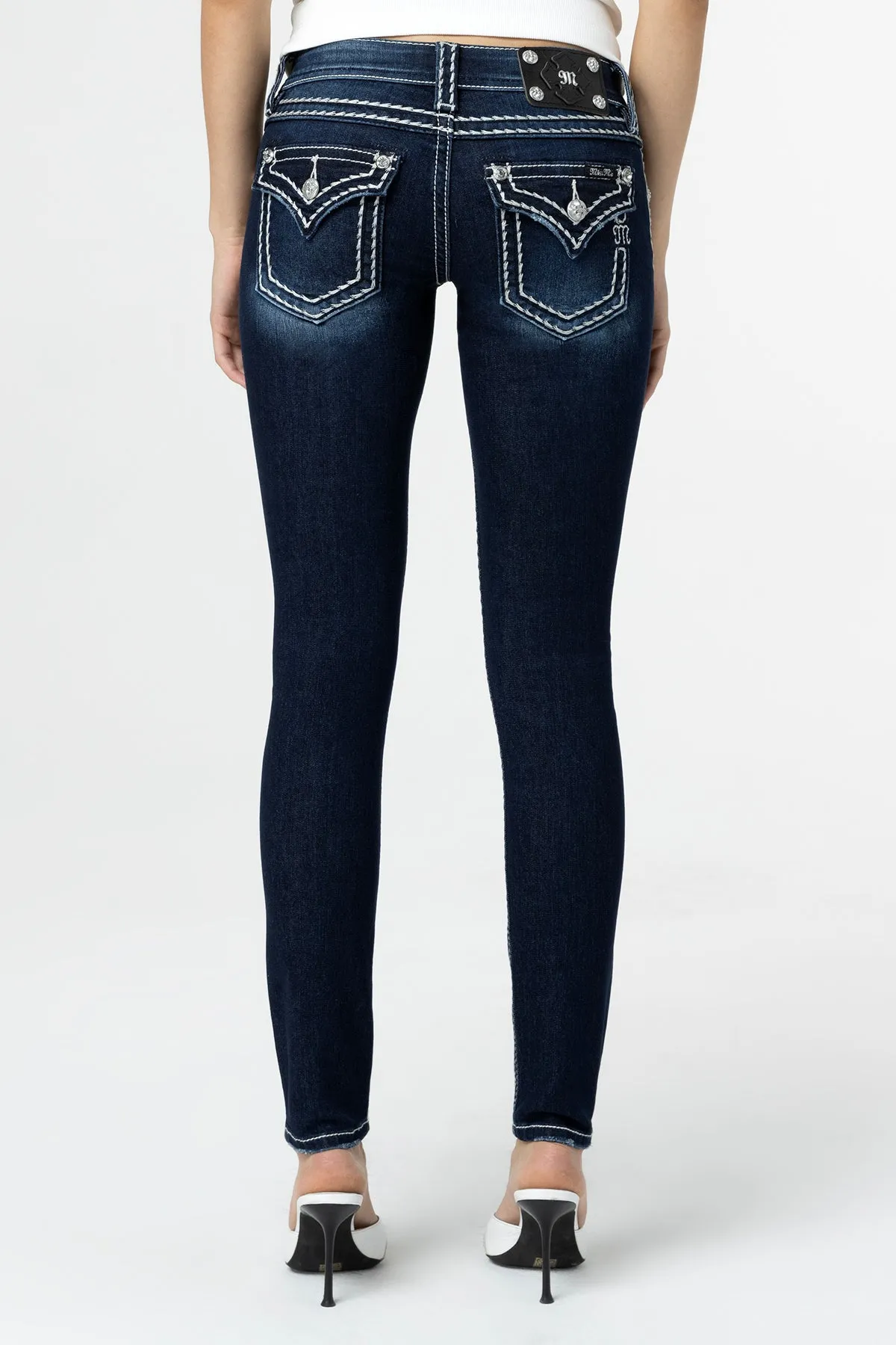 Loose Saddle Stitch Border Skinny Jeans