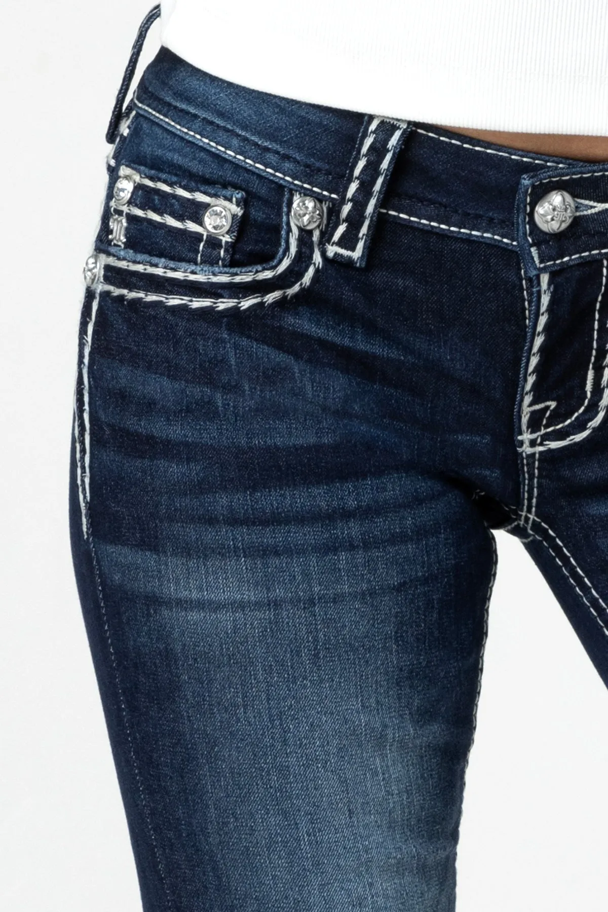 Loose Saddle Stitch Border Skinny Jeans