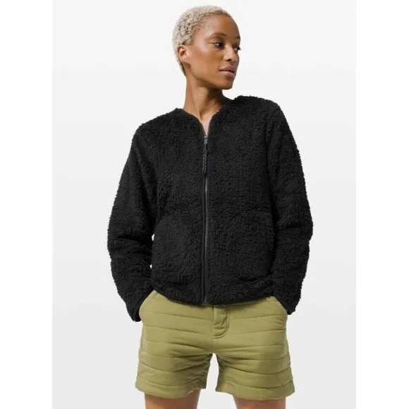 LULULEMON Oh So Sherpa Full Zip Jacket Black Size 4 Fleece Pullover $168 MSRP
