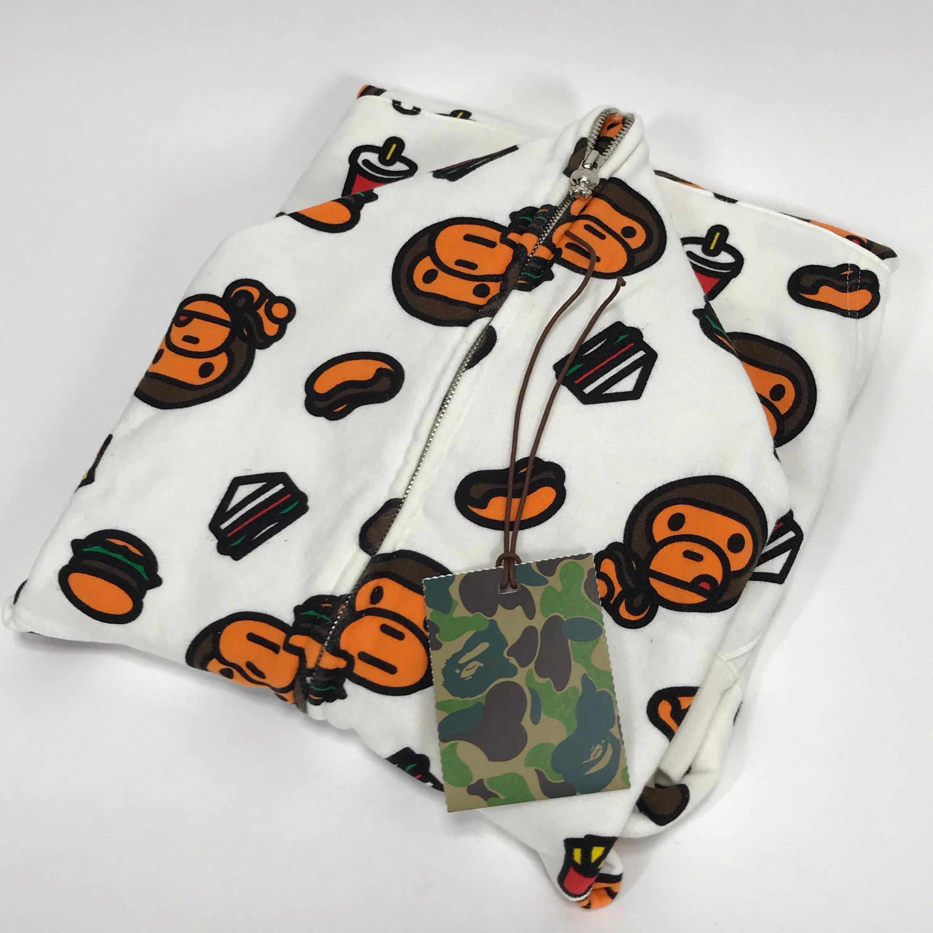 [M] A Bathing Ape Bape Baby Milo Junk Food Full Zip Hoodie White