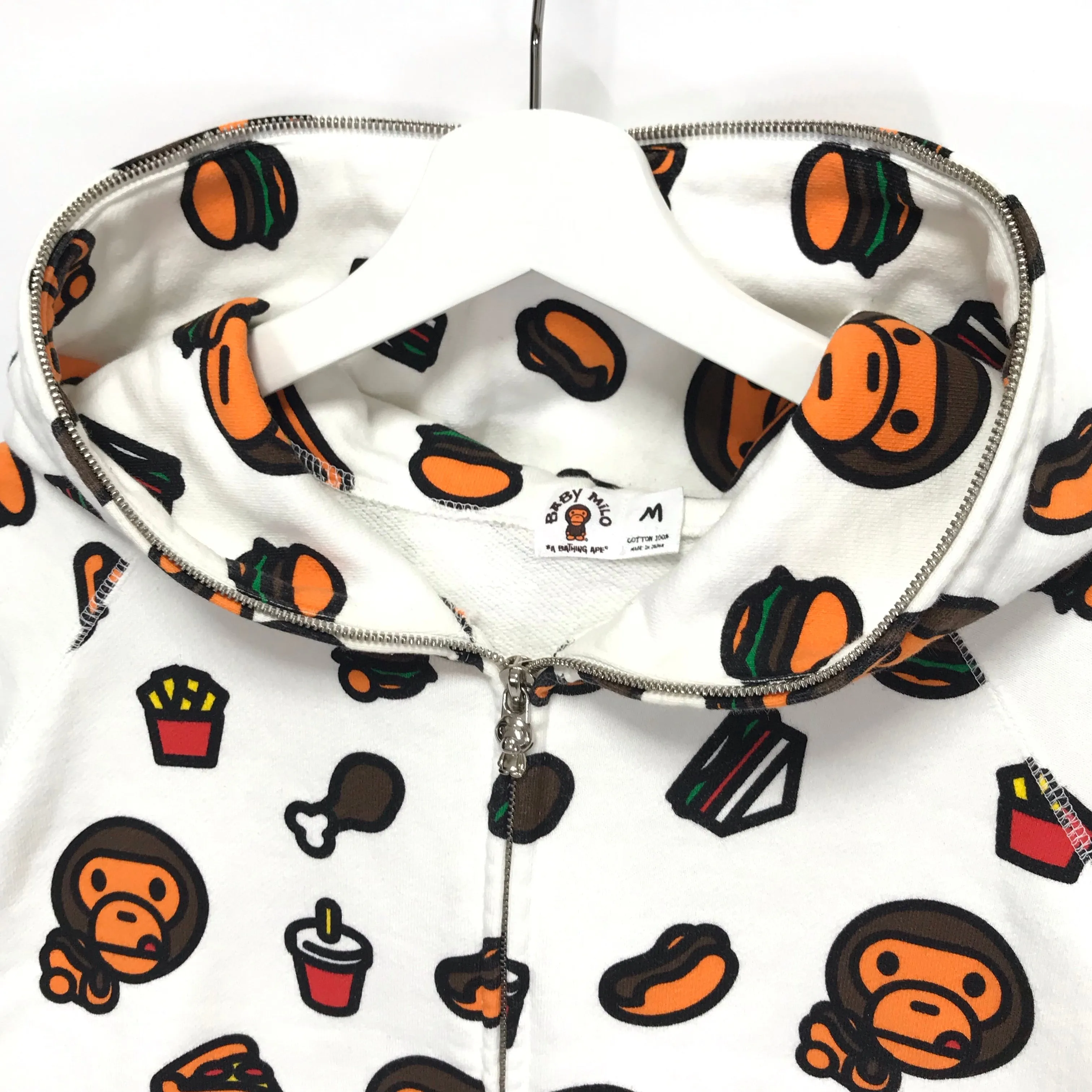 [M] A Bathing Ape Bape Baby Milo Junk Food Full Zip Hoodie White
