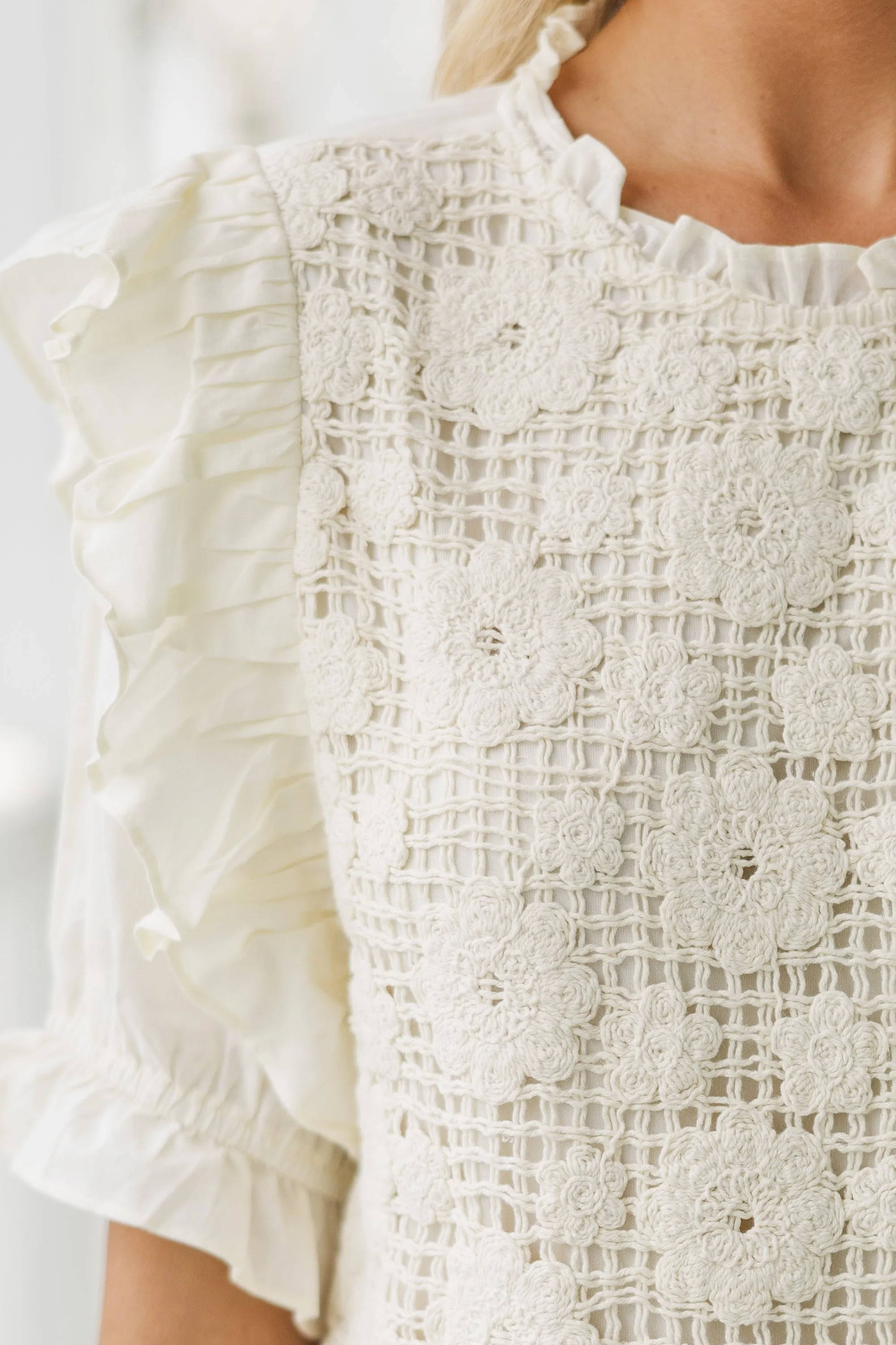 Make The Move White Floral Blouse