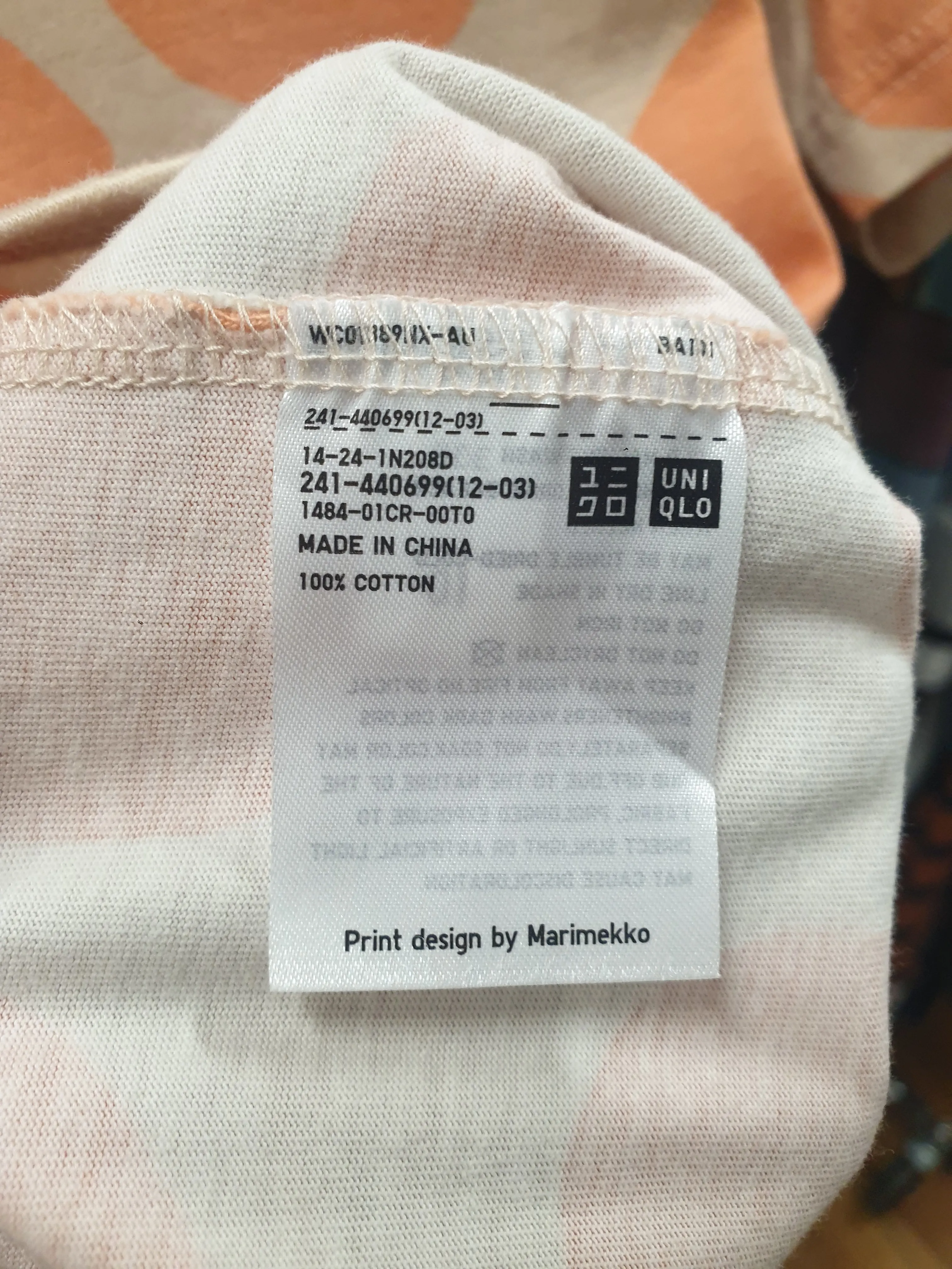 Marimekko   Uniqlo orange print top size XXS (large fit, fits 6-8)
