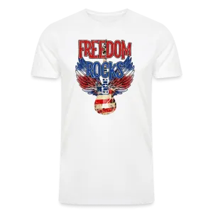 Melodic Freedom: Tri-Blend Men's Organic Shirt with Red, White, and Blue Guitar