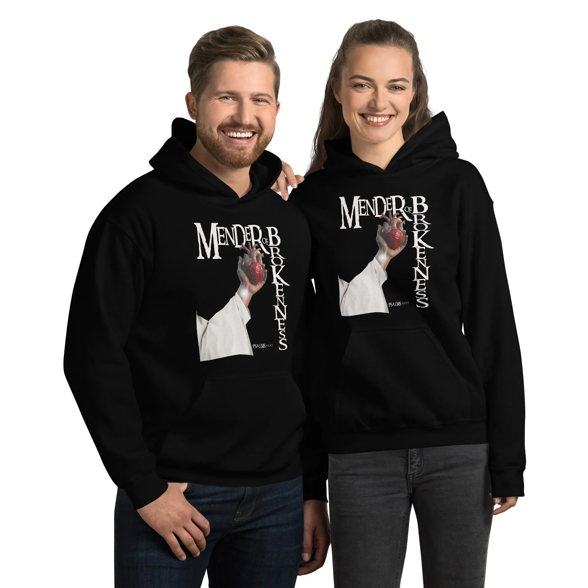 Mender of Brokenness Unisex Adult Hoodie - White Text