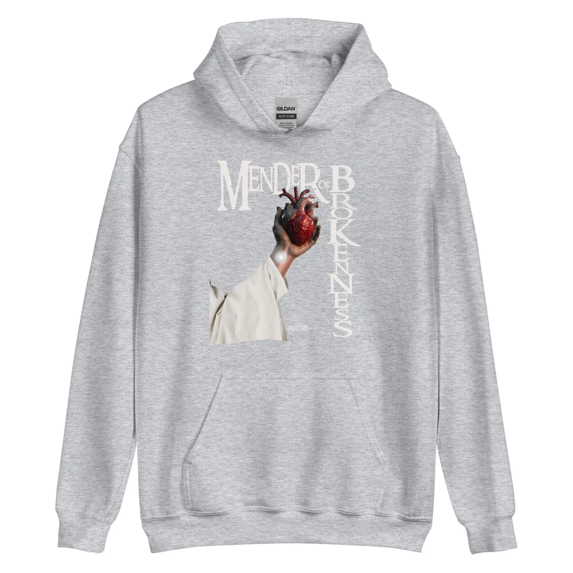 Mender of Brokenness Unisex Adult Hoodie - White Text