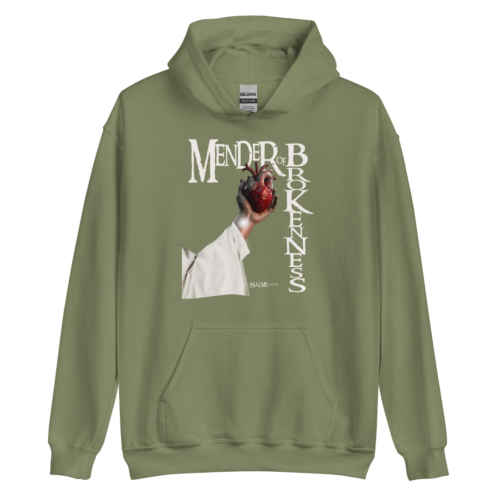 Mender of Brokenness Unisex Adult Hoodie - White Text