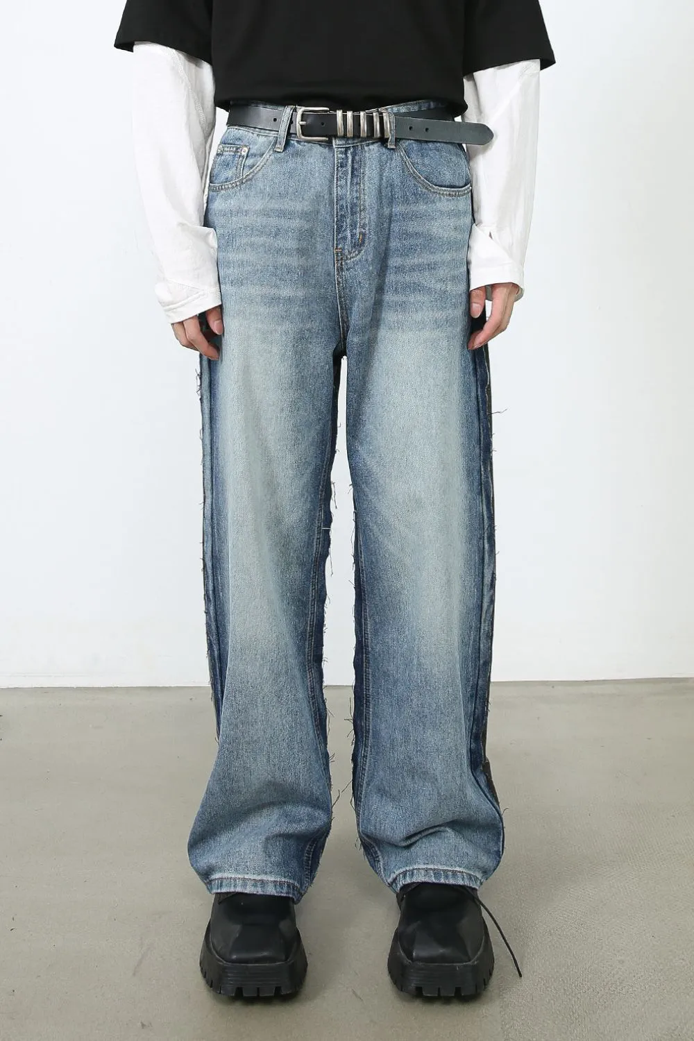 Men's Contrast Loose Fit Jeans