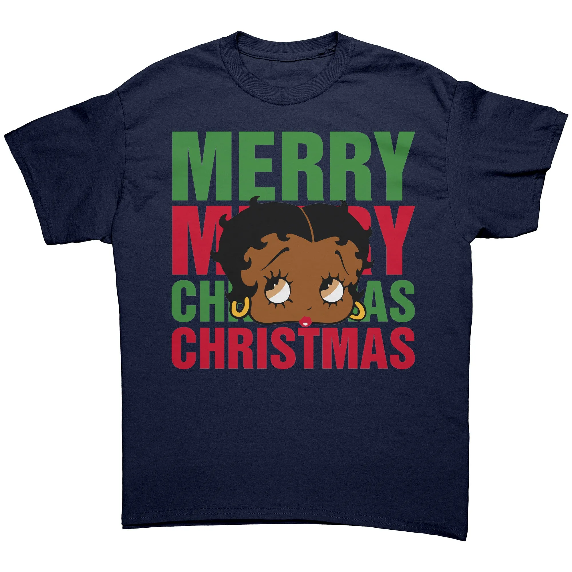 Merry Christmas Betty Boop Shirt, Holiday Graphic Tee for Women, Christmas Gifts for Her Black Betty Boop Christmas T-Shirt, Womens Clothing