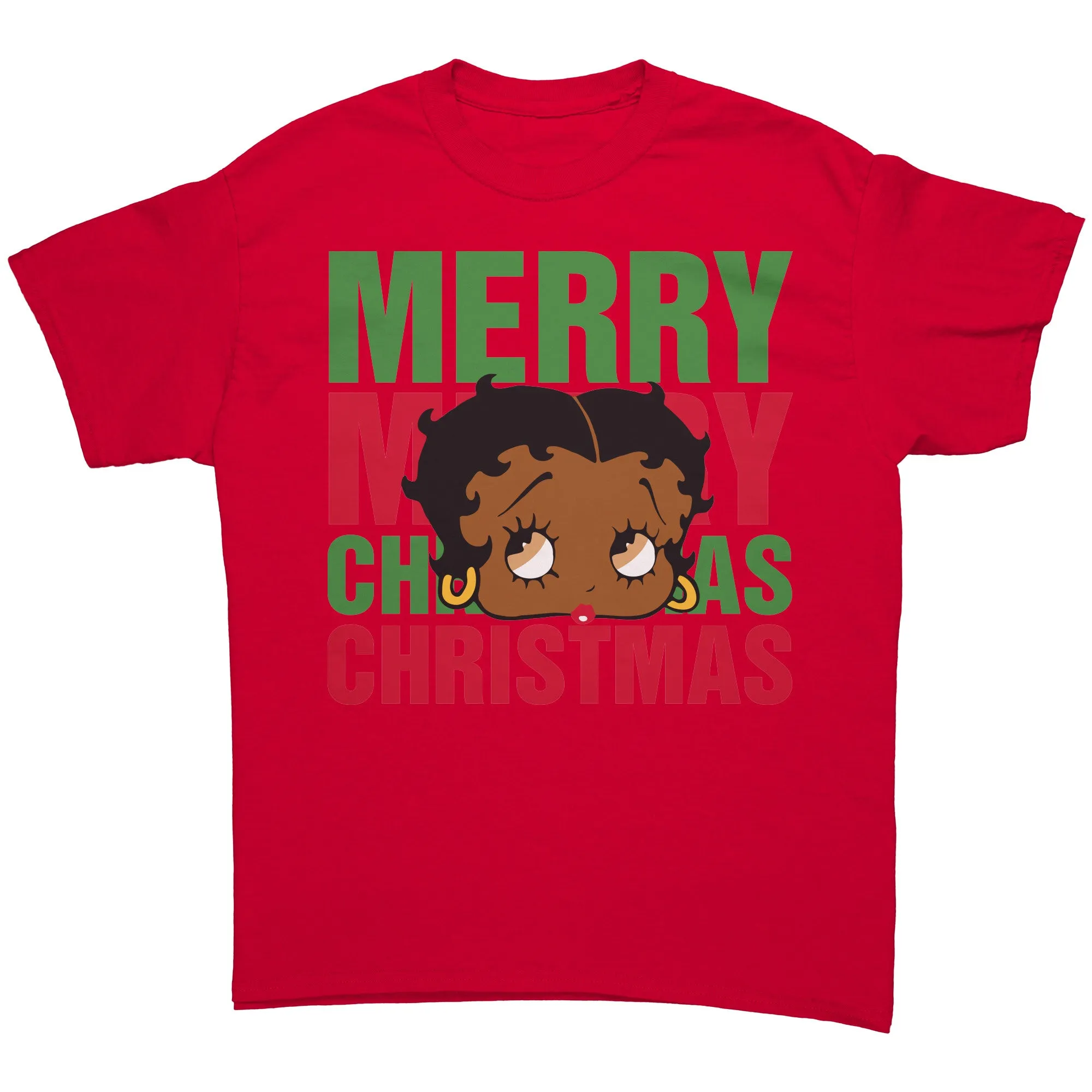 Merry Christmas Betty Boop Shirt, Holiday Graphic Tee for Women, Christmas Gifts for Her Black Betty Boop Christmas T-Shirt, Womens Clothing