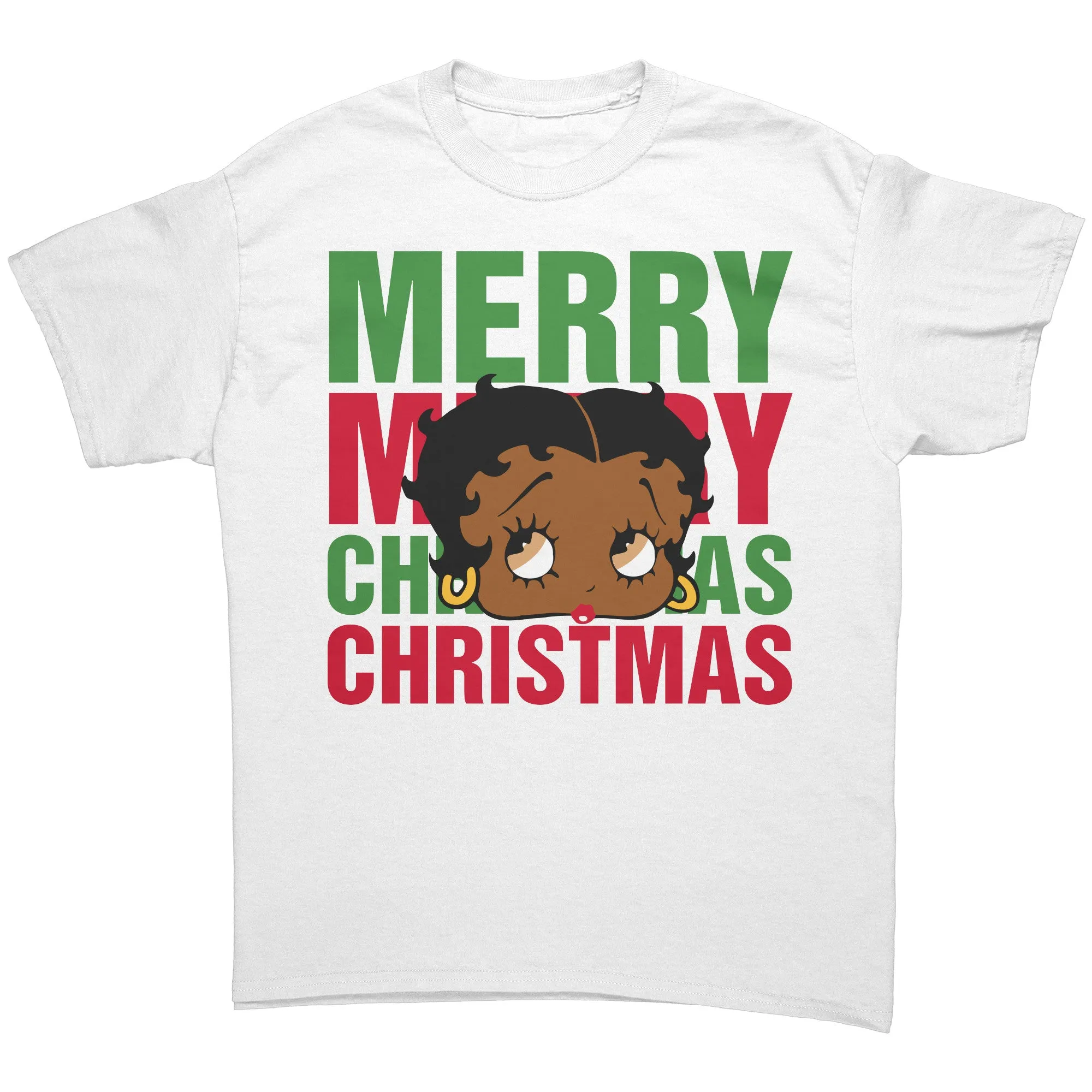 Merry Christmas Betty Boop Shirt, Holiday Graphic Tee for Women, Christmas Gifts for Her Black Betty Boop Christmas T-Shirt, Womens Clothing