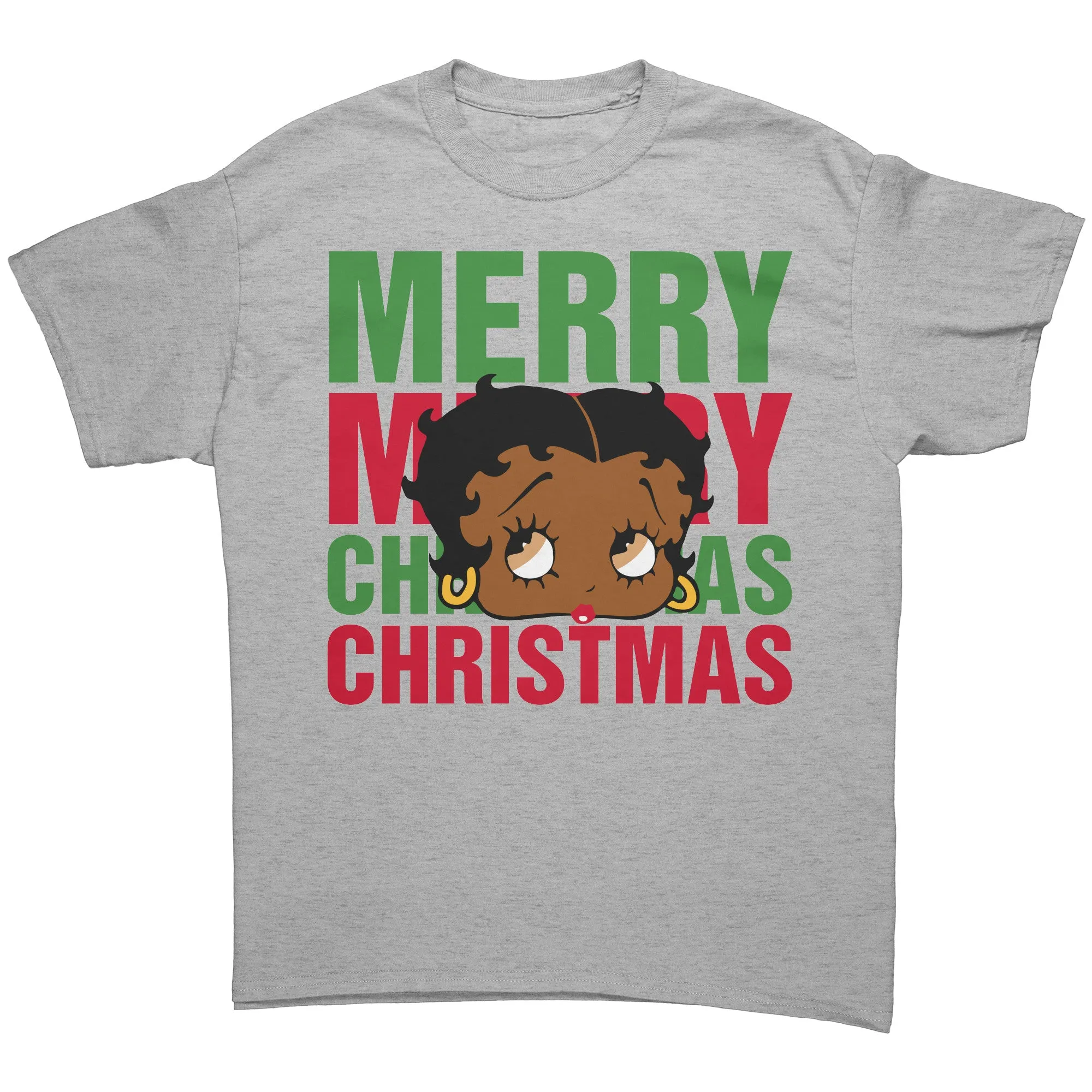 Merry Christmas Betty Boop Shirt, Holiday Graphic Tee for Women, Christmas Gifts for Her Black Betty Boop Christmas T-Shirt, Womens Clothing