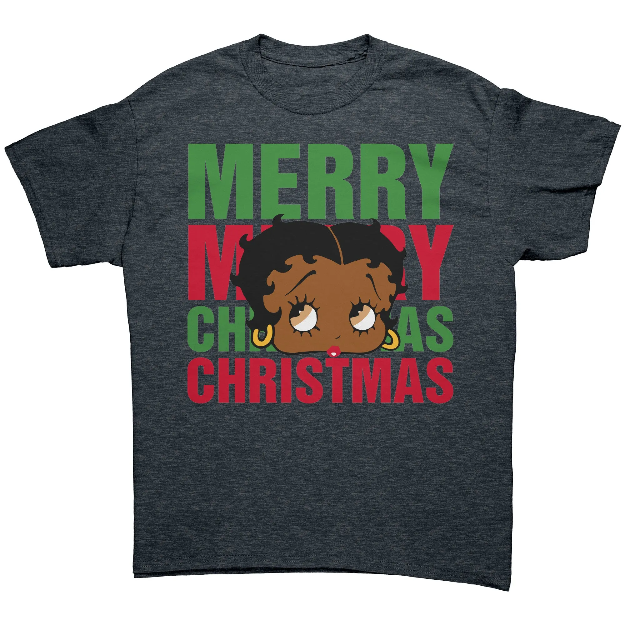 Merry Christmas Betty Boop Shirt, Holiday Graphic Tee for Women, Christmas Gifts for Her Black Betty Boop Christmas T-Shirt, Womens Clothing