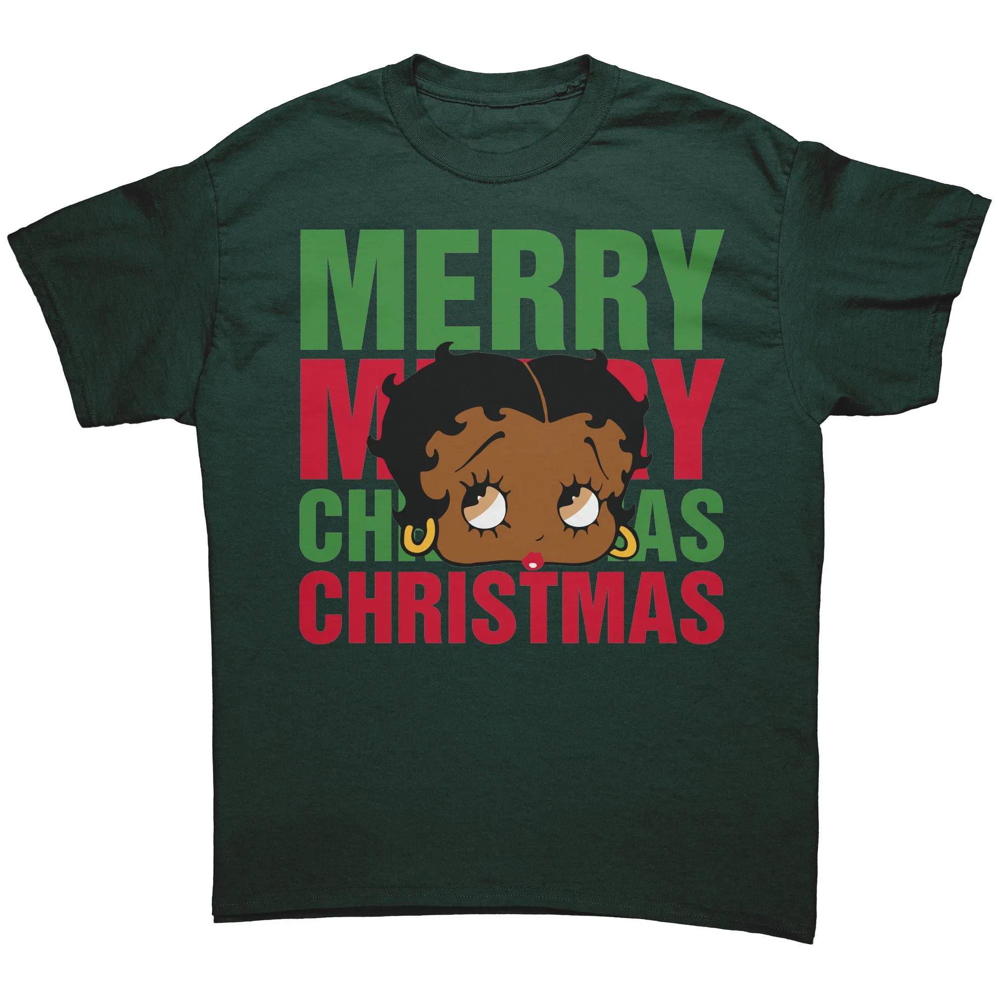 Merry Christmas Betty Boop Shirt, Holiday Graphic Tee for Women, Christmas Gifts for Her Black Betty Boop Christmas T-Shirt, Womens Clothing