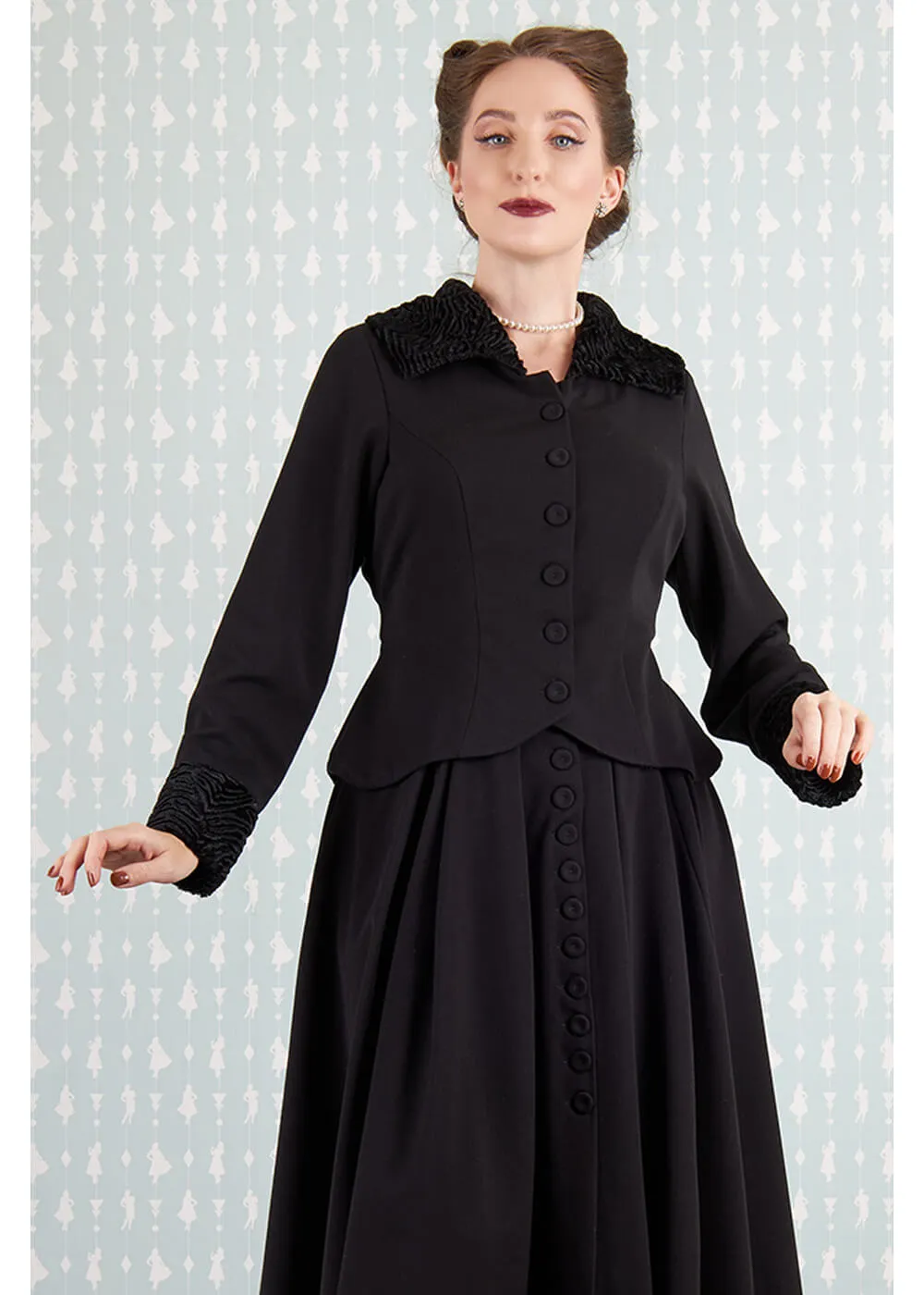 Miss Candyfloss Siliva Lou Faux-Fur 40's Blazer Jasje Zwart