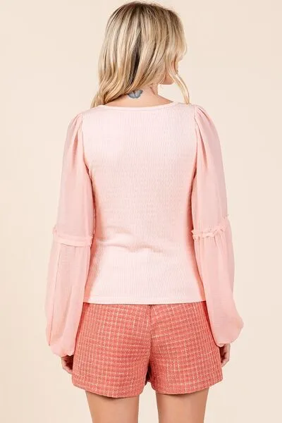 Mittoshop Peachy Keen Knit Chiffon Top