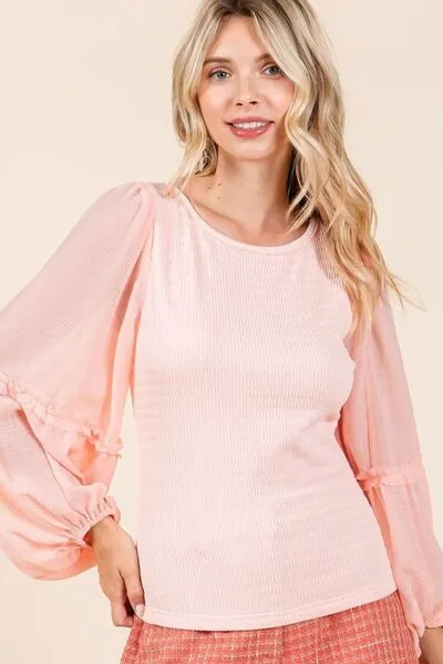 Mittoshop Peachy Keen Knit Chiffon Top