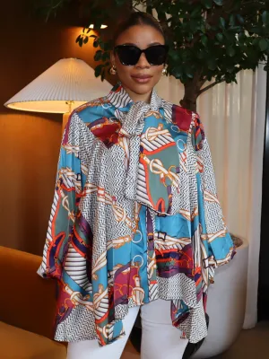 Monica Neck-Tie Print Top