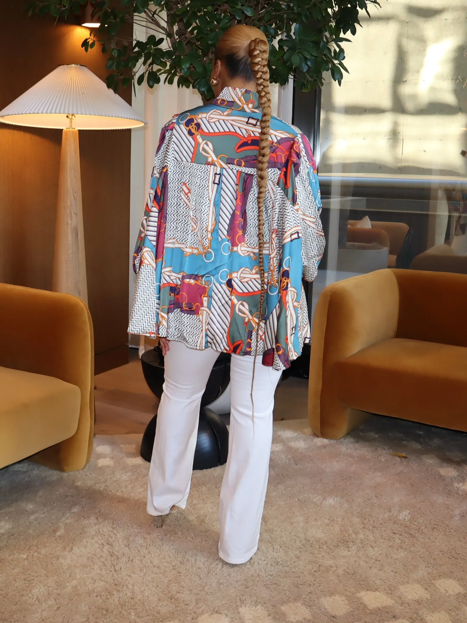 Monica Neck-Tie Print Top