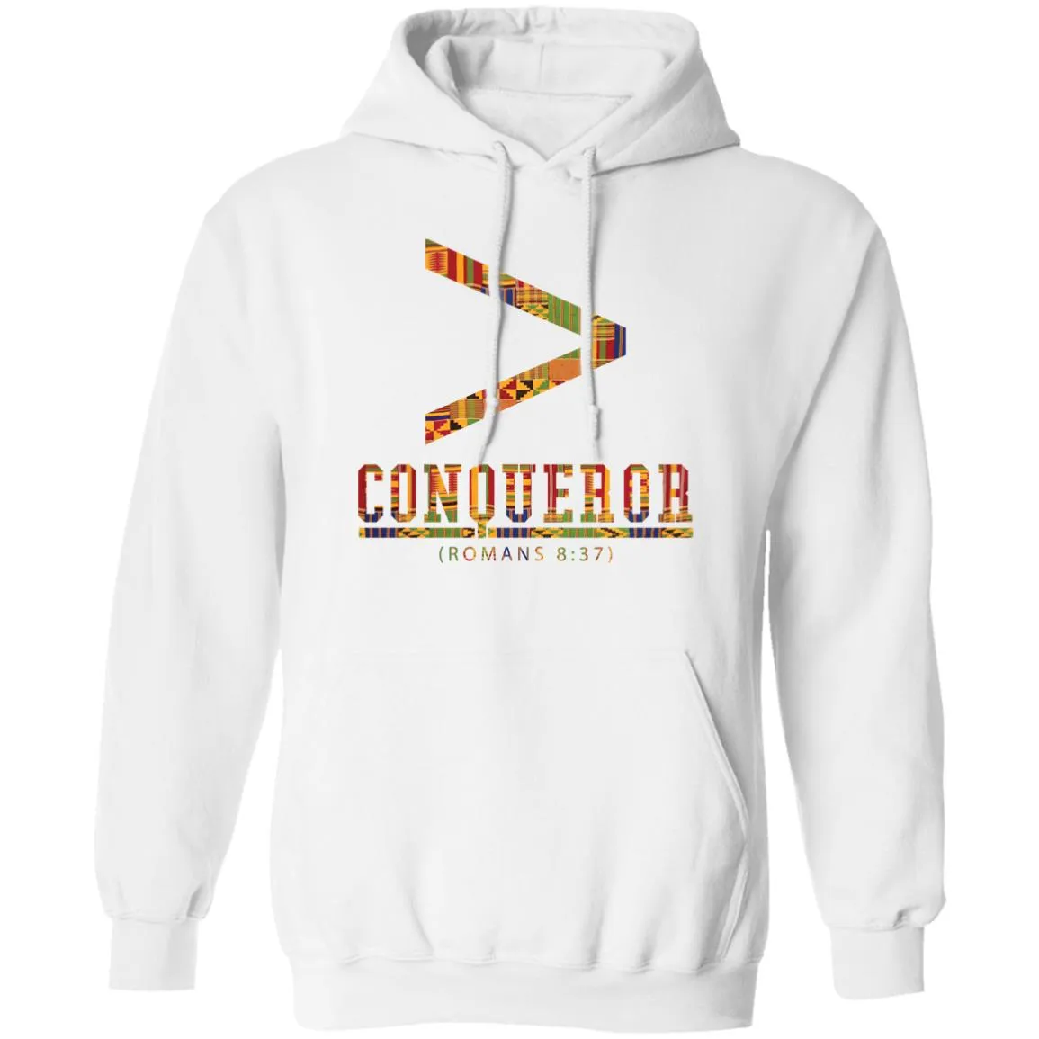 More Than More Than a Conqueror White (Kente) Hoodie