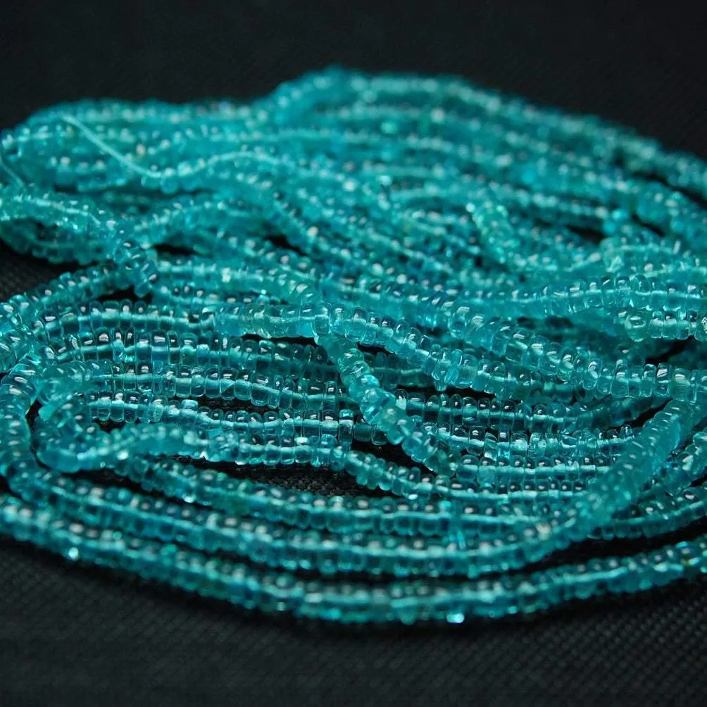 Natural Blue Apatite Smooth Wheel Loose Gemstone Beads Strand 8" 6mm 6.5mm