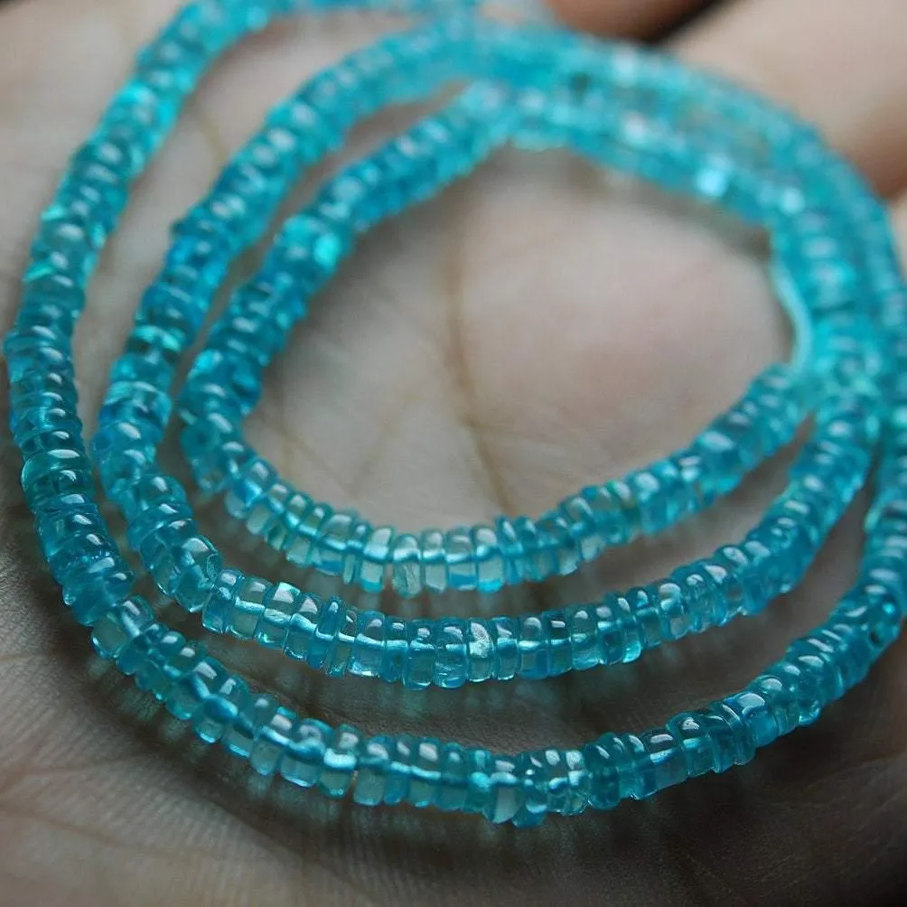 Natural Blue Apatite Smooth Wheel Loose Gemstone Beads Strand 8" 6mm 6.5mm
