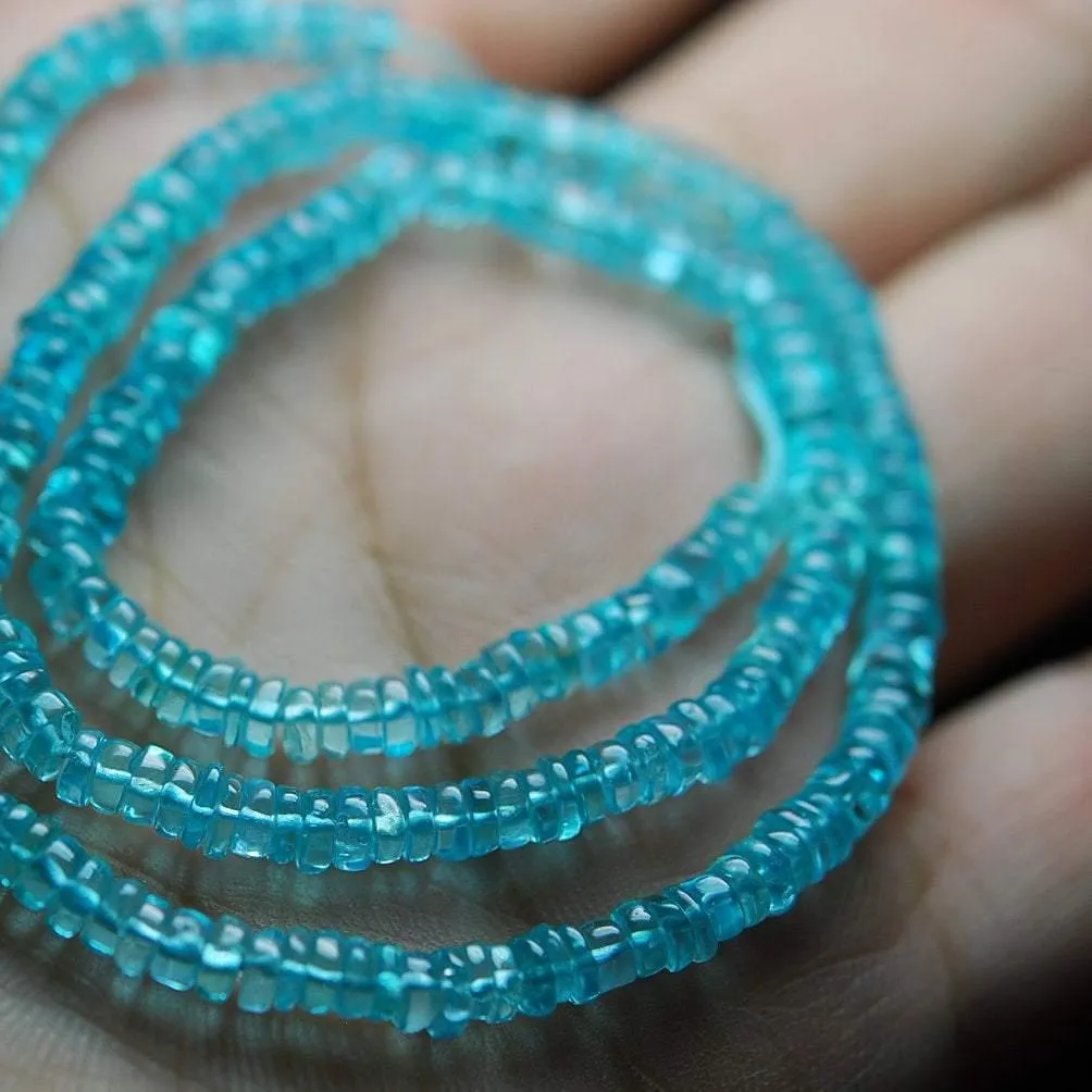 Natural Blue Apatite Smooth Wheel Loose Gemstone Beads Strand 8" 6mm 6.5mm