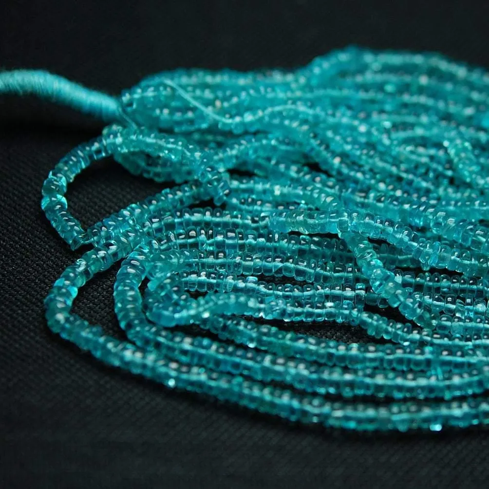Natural Blue Apatite Smooth Wheel Loose Gemstone Beads Strand 8" 6mm 6.5mm
