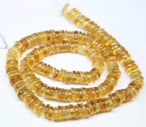 Natural Golden Citrine Smooth Rondelle Wheel Loose Gemstone Beads 14" 5mm 8mm
