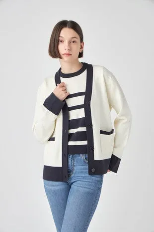 Navy & Cream Cardigan