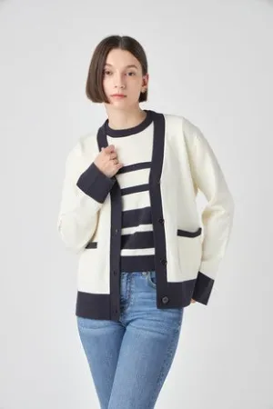 Navy & Cream Cardigan