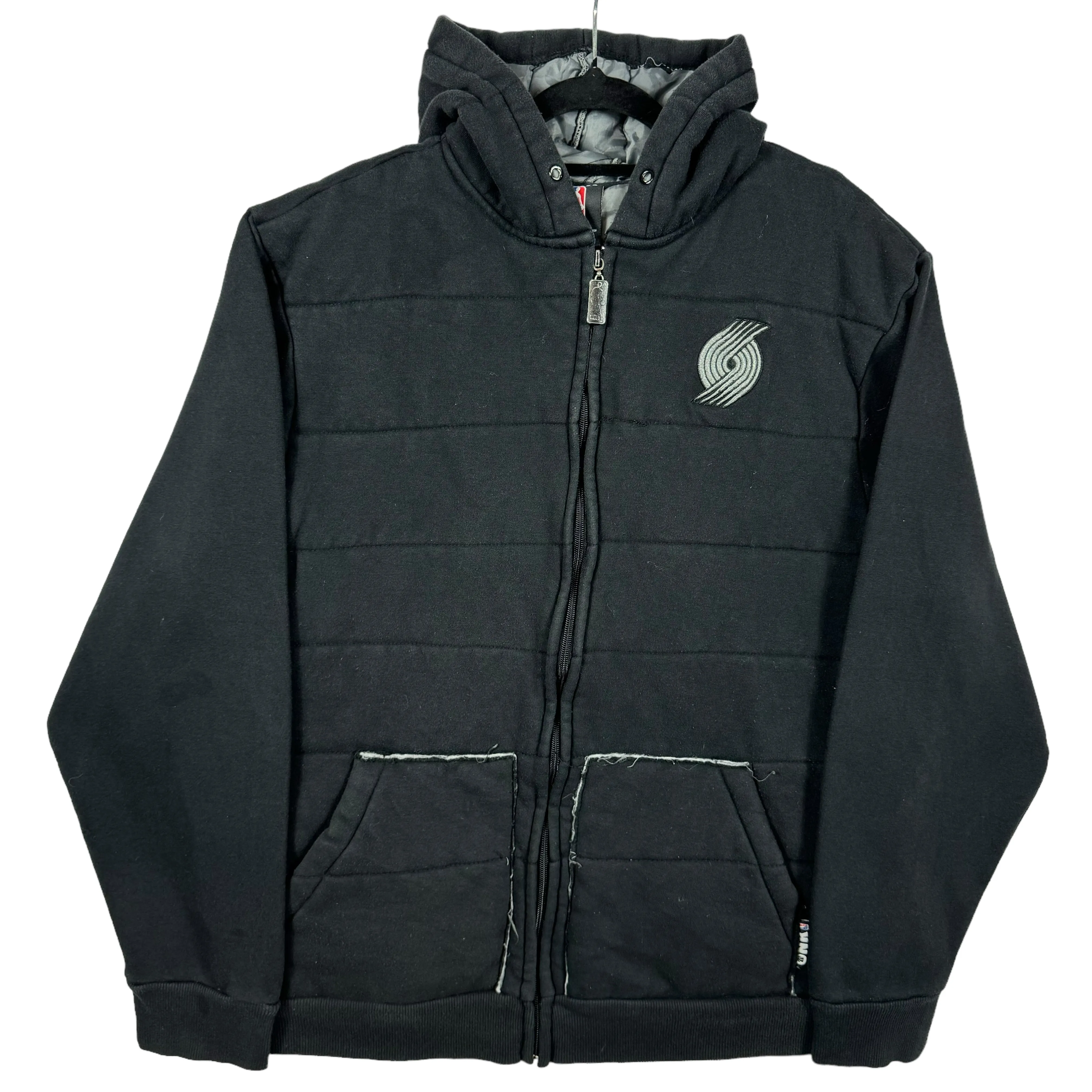 NBA Portland Trail Blazers Black Heavy Quilted Full Zip Hoodie Size XL