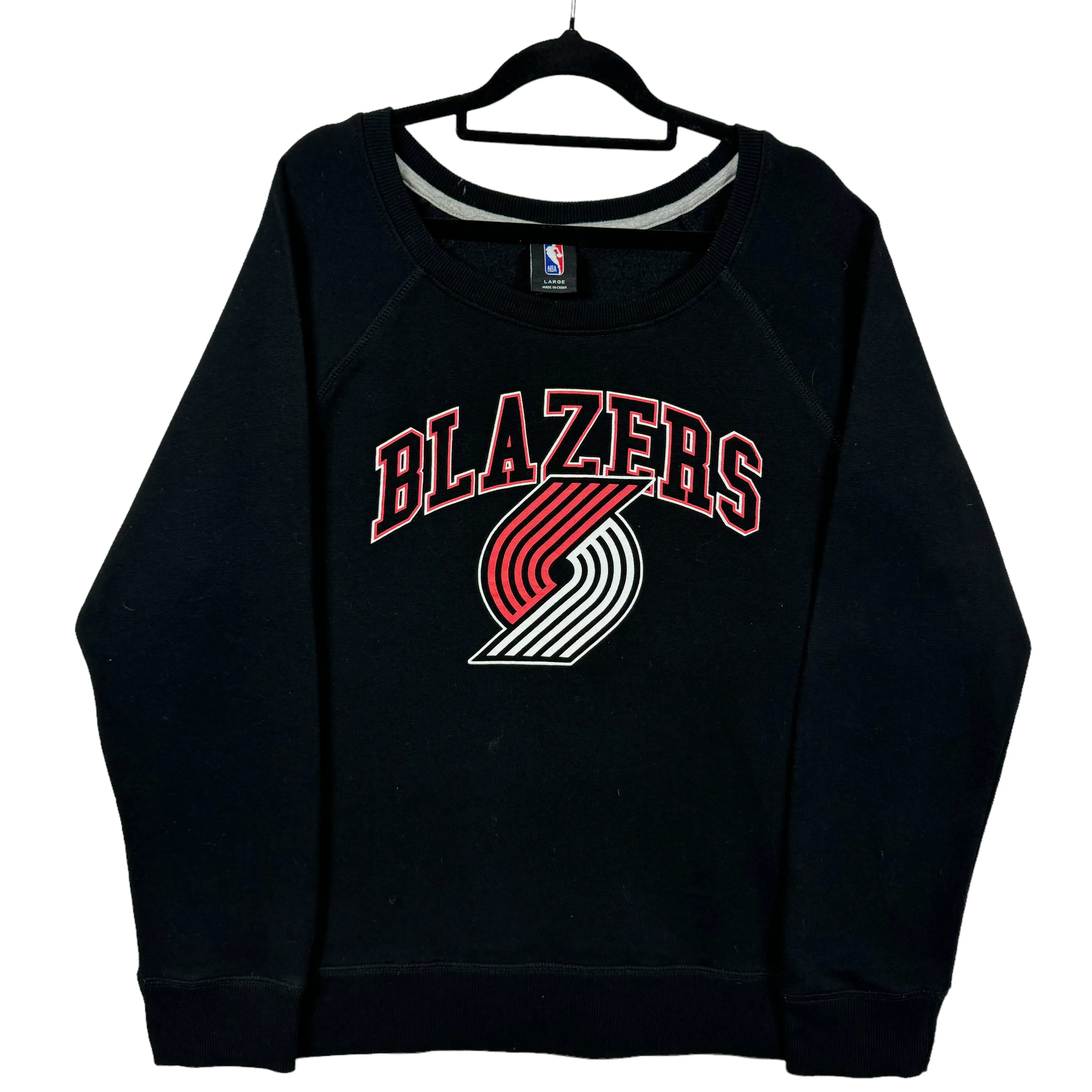 NBA Womens Black Portland Trail Blazers Oversized Cotton Sweater Size L