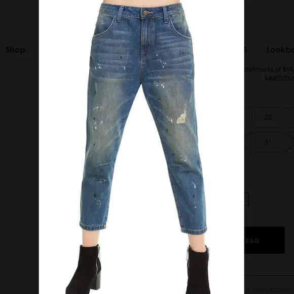 New Wildfox Cropped Baggy Boyfriend DaVinci Jeans