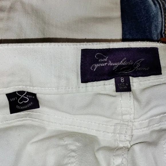 NOT YOUR DAUGHTERS JEANS White with Silver Studs Embellished Boot Cut Jeans