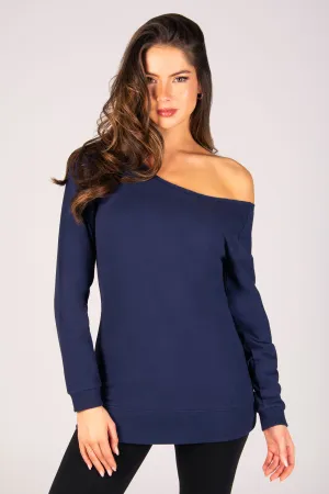 Off Shoulder Longline Sweat Top