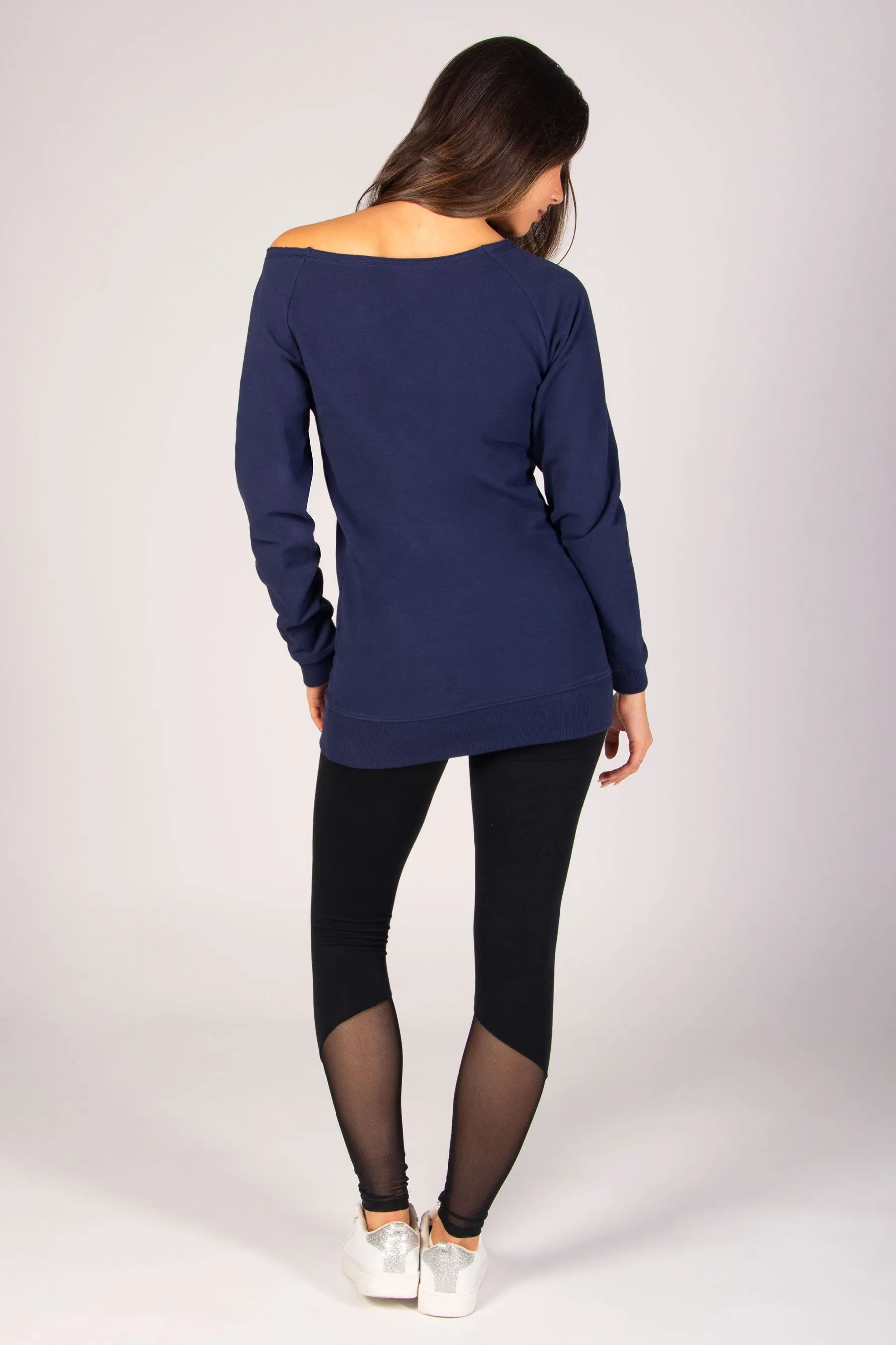 Off Shoulder Longline Sweat Top