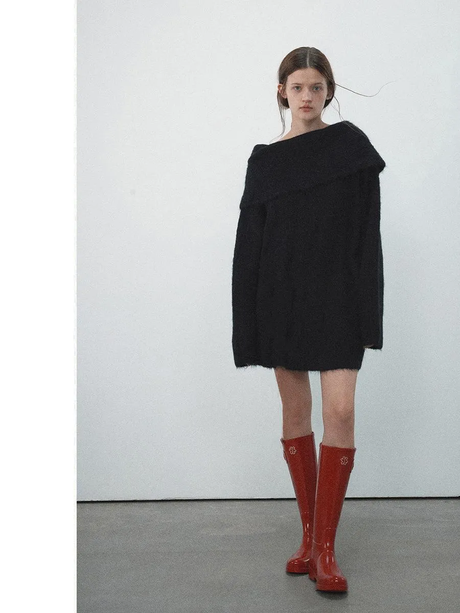Off-Shoulder Ribbed Knit Sweater