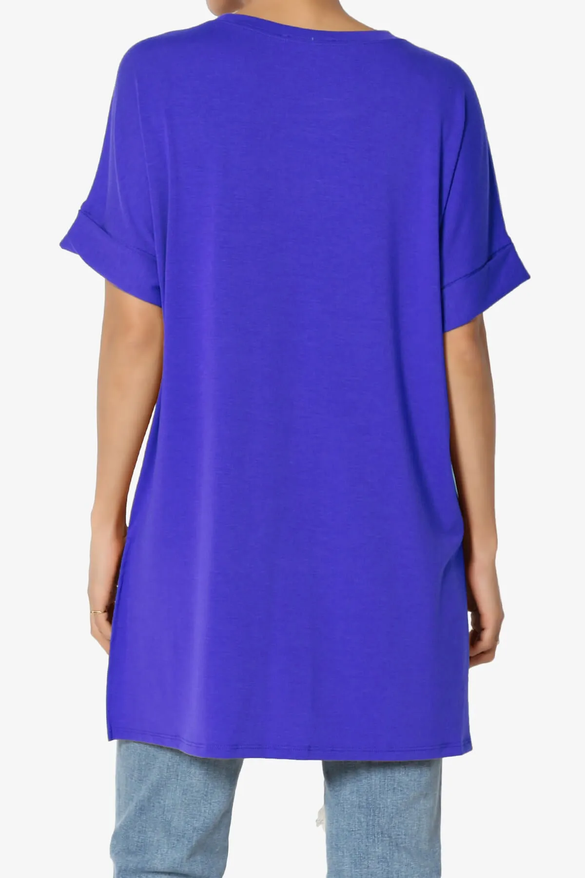 Onella Round Neck Rolled Short Sleeve Top PLUS