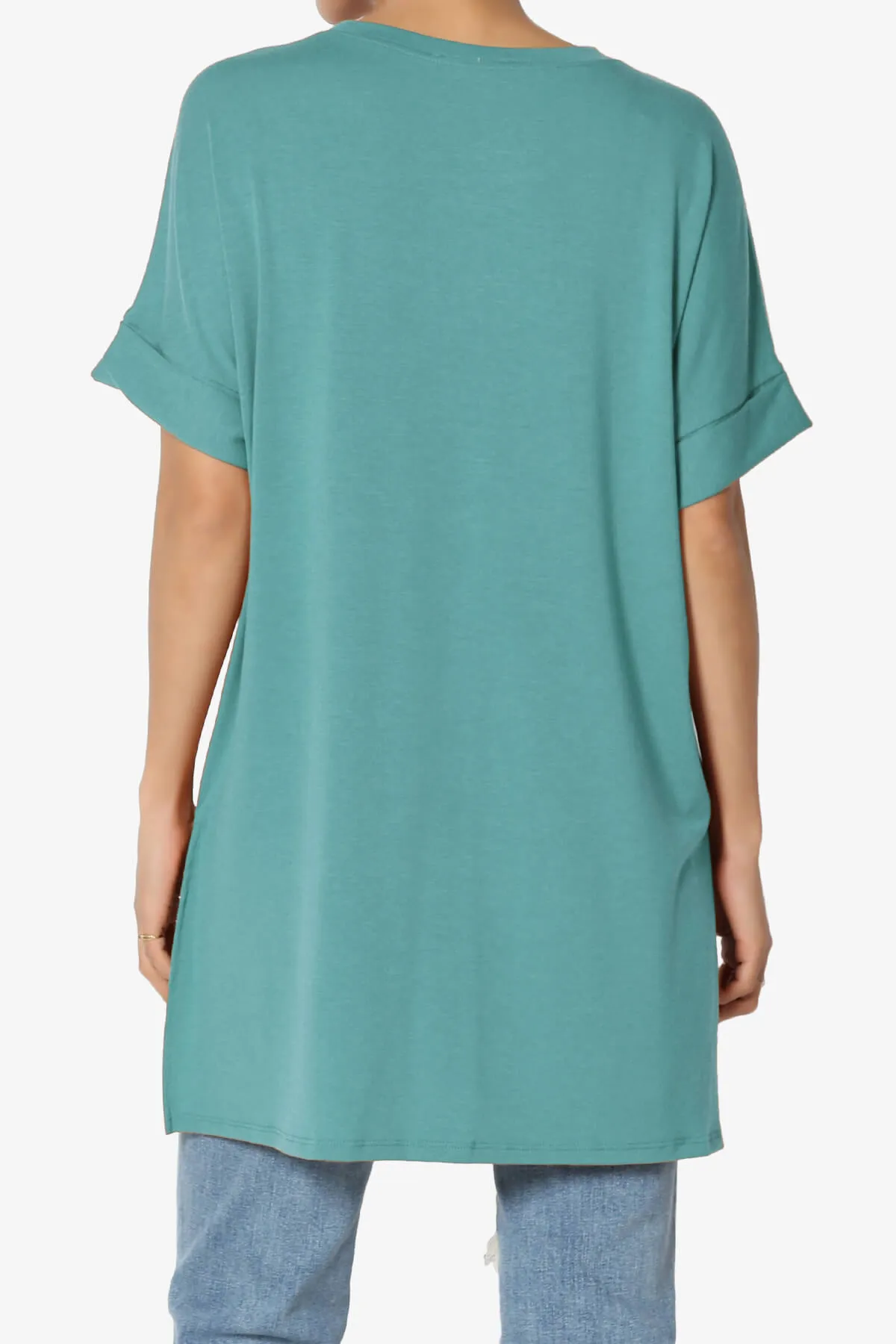 Onella Round Neck Rolled Short Sleeve Top PLUS