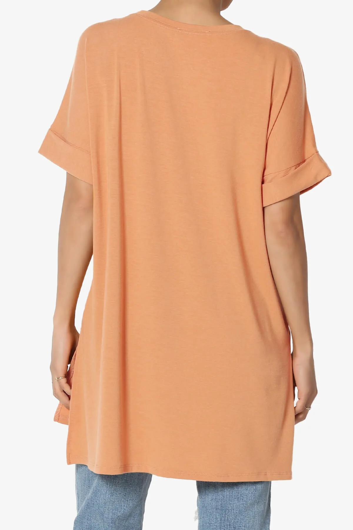 Onella Round Neck Rolled Short Sleeve Top PLUS