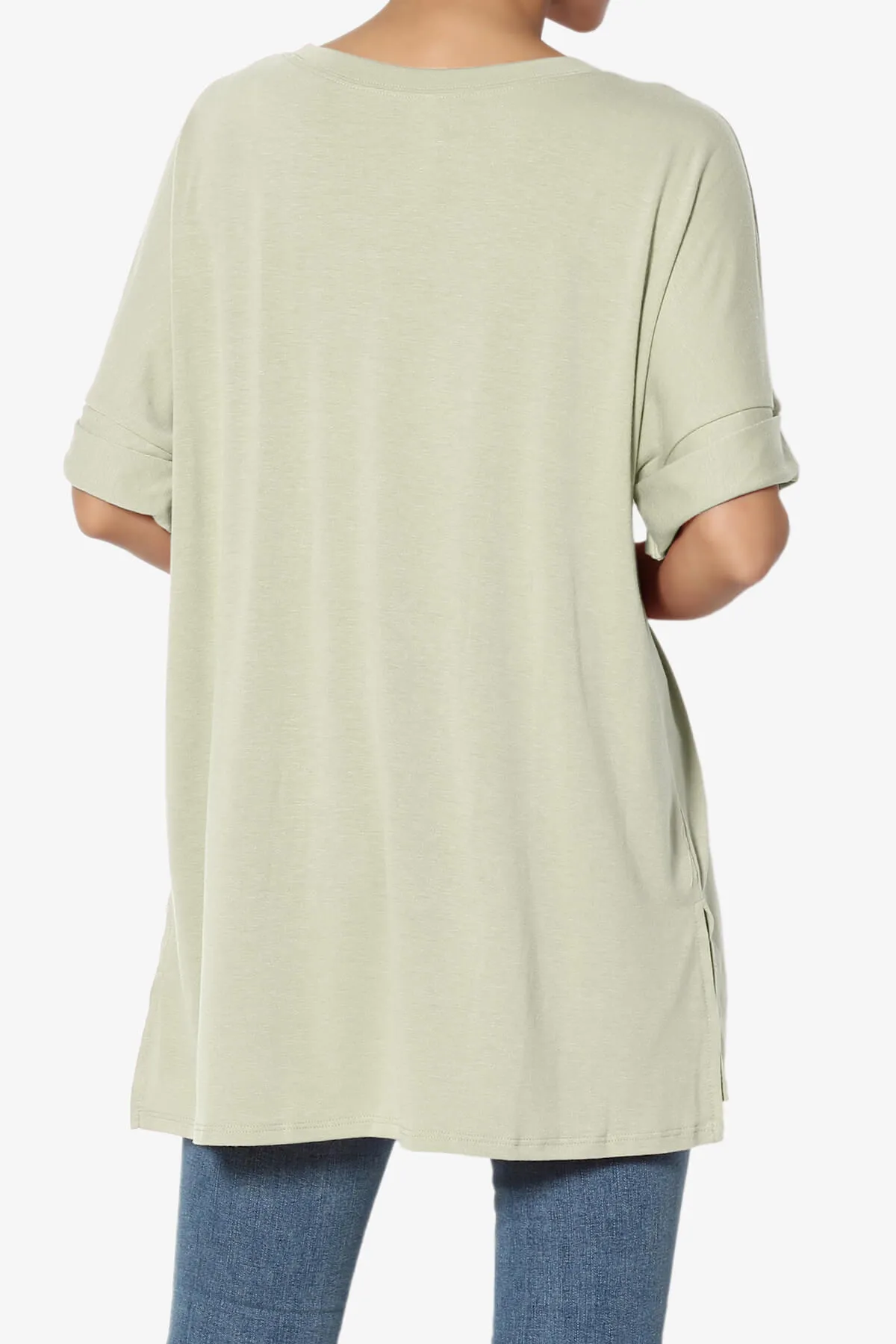 Onella Round Neck Rolled Short Sleeve Top PLUS