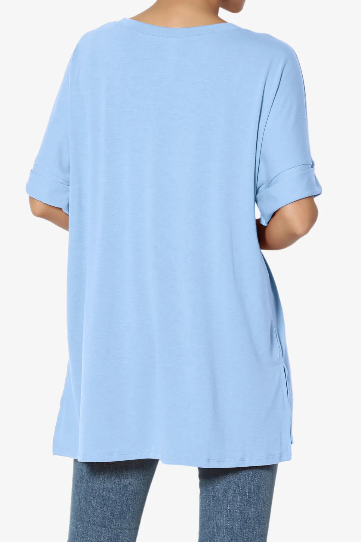 Onella Round Neck Rolled Short Sleeve Top PLUS