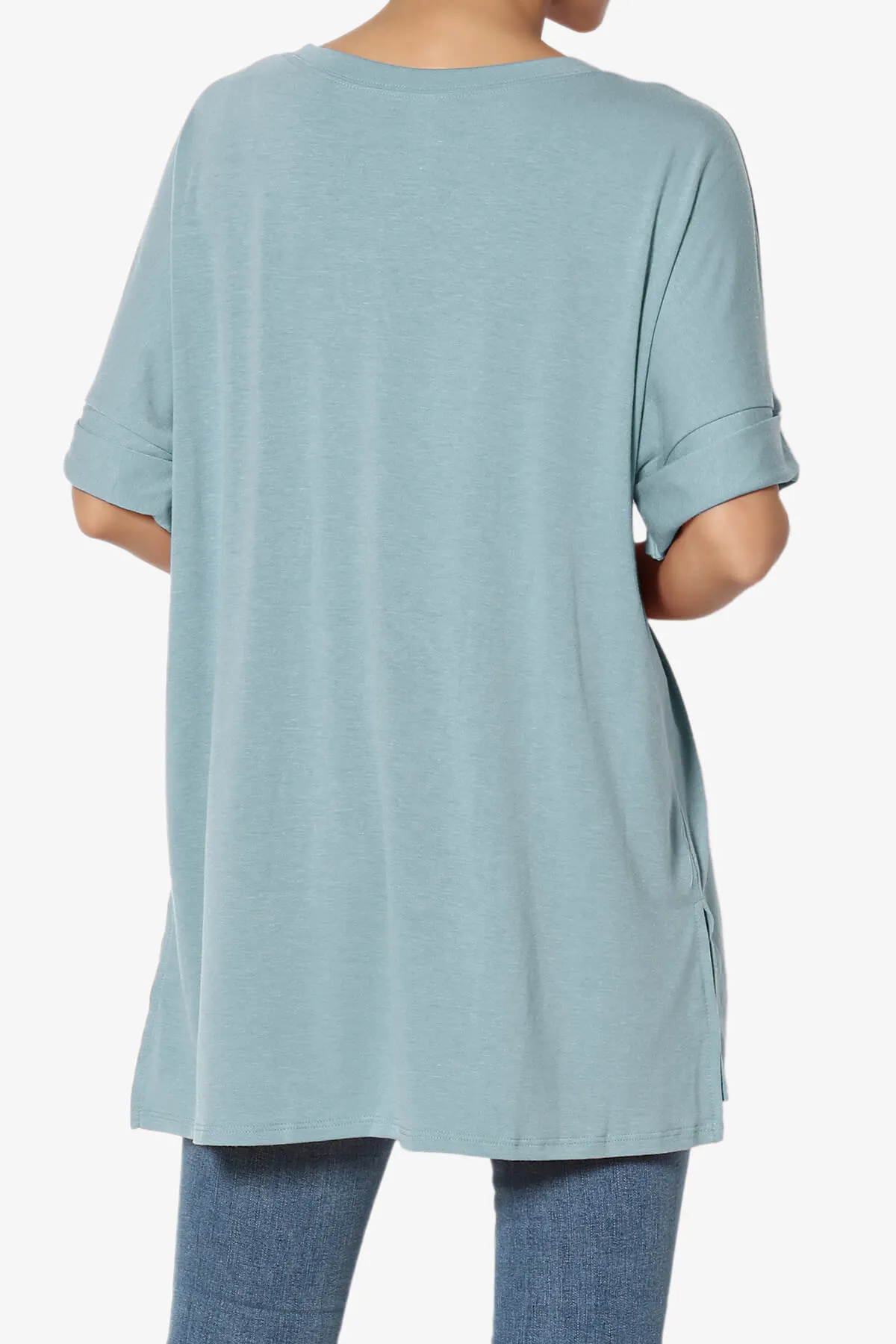 Onella Round Neck Rolled Short Sleeve Top PLUS